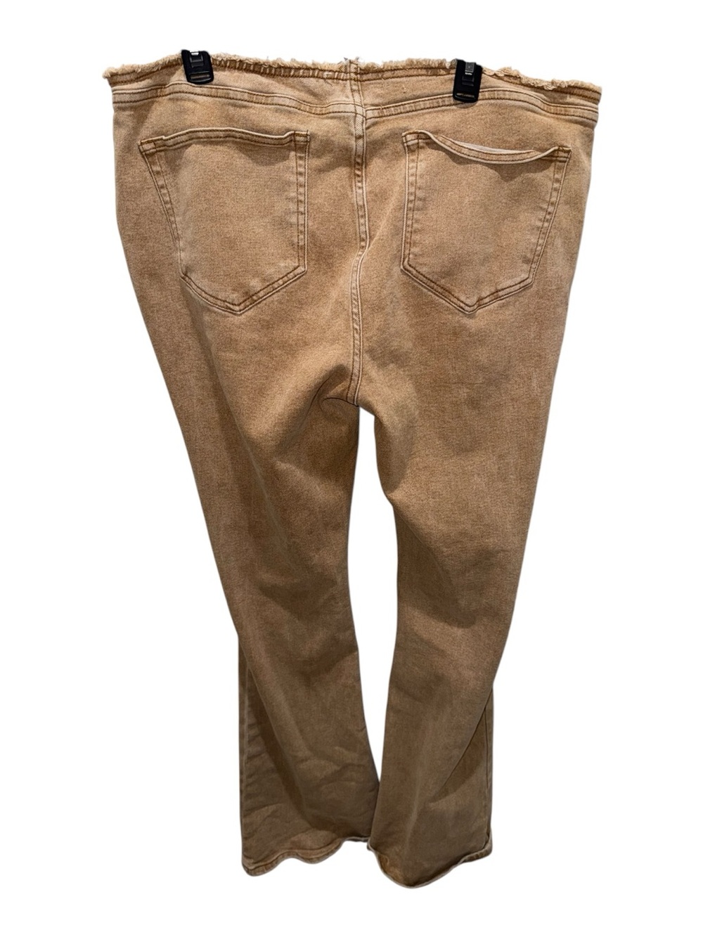 Fashion Nova Tan High Rise Flare Jeans Raw Hem Size 18 Plus Boho - Picture 5 of 7
